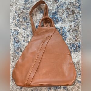 Leather Convertible Women’s Sling Bag - Tan